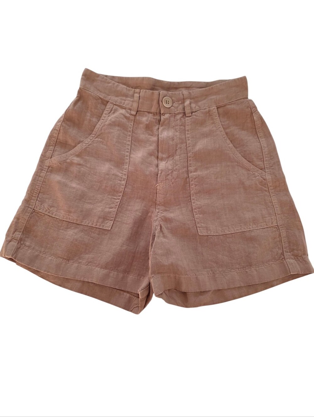 Enza Costa Linen High-Waist Shorts in Italian Clay Color Size 0